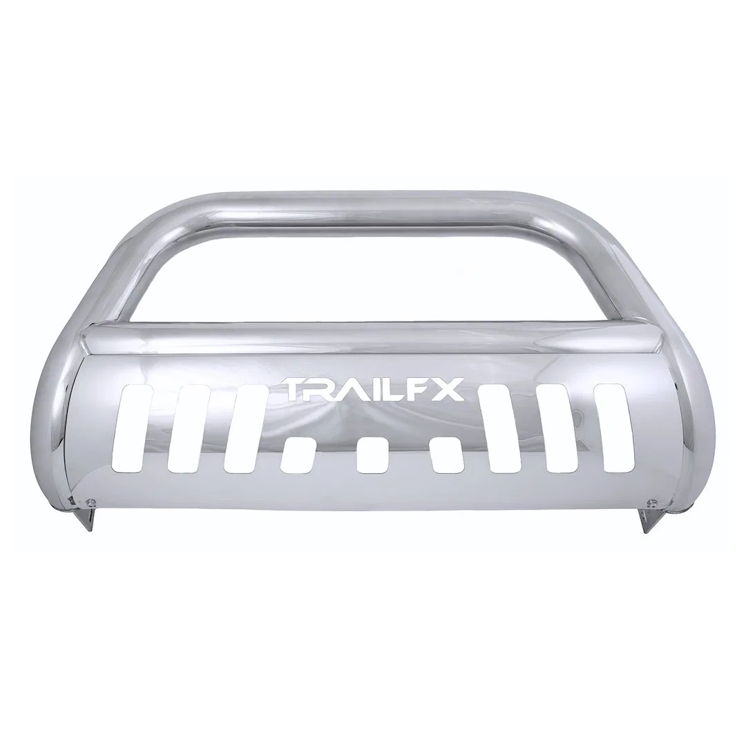 B0028S – TRAILFX Bull Bar, Polished Stainless Steel 3 Inch Diameter With Skid Plate With Holes For Optional Lighting ...